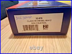 Bachmann 00 Gauge 32-979 Class 66 412 Drs Malcolm Rail Blue Livery DCC Sound