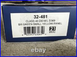 Bachmann 32-481 Class 40 Diesel D369 BR Green Small Yellow Panel DCC Fitted