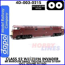 Class 52 WESTERN INVADER BR Maroon D1009 DCC Sound Fitted OO DAPOL 4D-003-021S