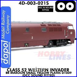 Class 52 WESTERN INVADER BR Maroon D1009 DCC Sound Fitted OO DAPOL 4D-003-021S