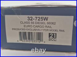 DCC FITTED Bachmann 32-725W Class 66 66062 in Euro Cargo Rail (EWS) Red & Yellow