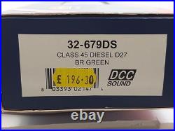 DCC SOUND FITTED Bachmann 32-679DS Class 45 BR Green Loco D27 BOXED EXCELLENT