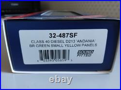 NEW. Bachmann 32-487SF Class 40 Disc Headcode D213 Andania BR Green DCC Sound