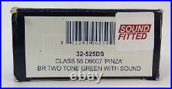 OO Gauge Bachmann 32-525DS DCC SOUND Class 55 D9007 Pinza BR Two Tone Green Loco