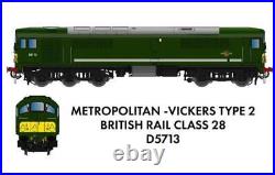 Rapido Trains 905503 Class 28 D5713 BR Green Small Yellow Panels (DCC-Sound)